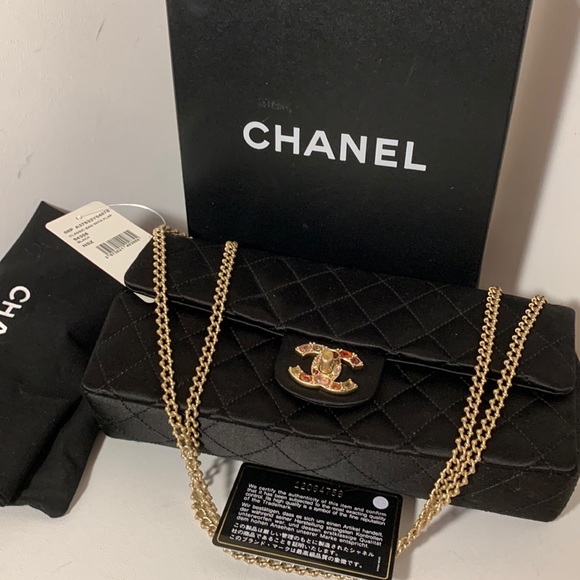CHANEL Rare Rectangular East West Precious Gem Jewel Black💕Pink Bijoux Gold Bag - Picture 12 of 16